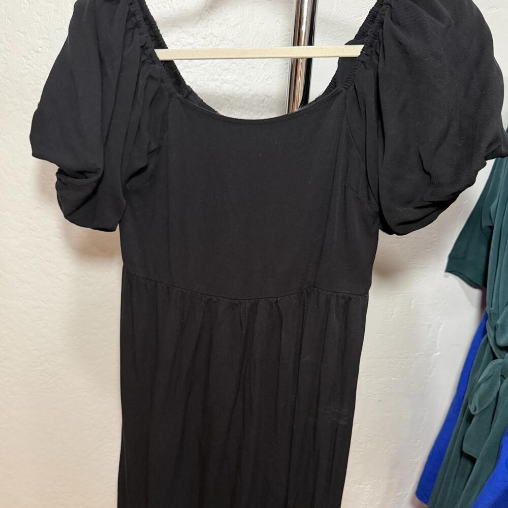 Silk & Salt black puff sleeve dress